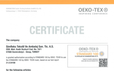  OEKO-TEX  Standard 100 belgemiz yenilendi. 